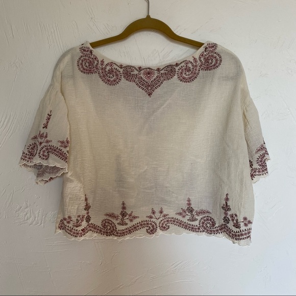 Free People Embroidery Blouse | Cream | Size Small | - Picture 3 of 4